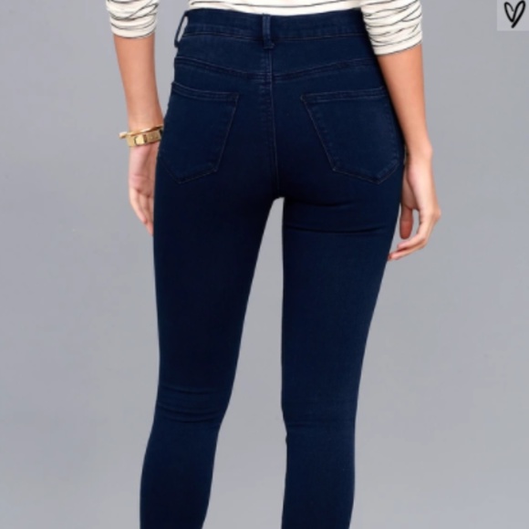 NWT Lulus Monica Dark Wash High Waist Skinny Jeans - Picture 3 of 8